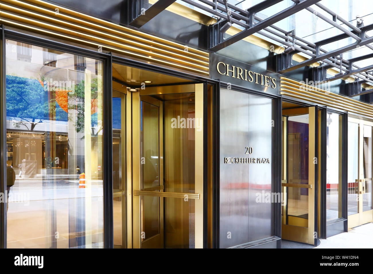 Eingang von Christie's in Manhattan Stockfoto