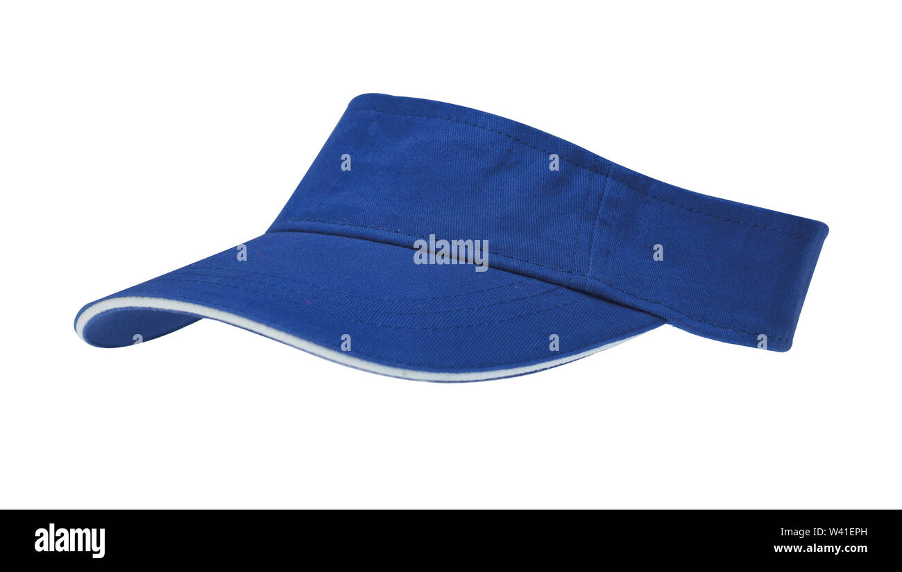 Blue Sun Visor mit weißen Rand auf weißem Hintergrund, clipping path enthalten Stockfoto