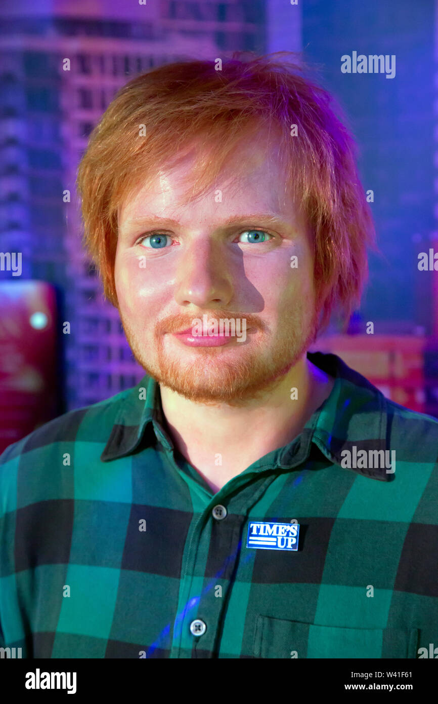Portrait von Ed Sheeran in Madame Tussauds in New York Stockfoto