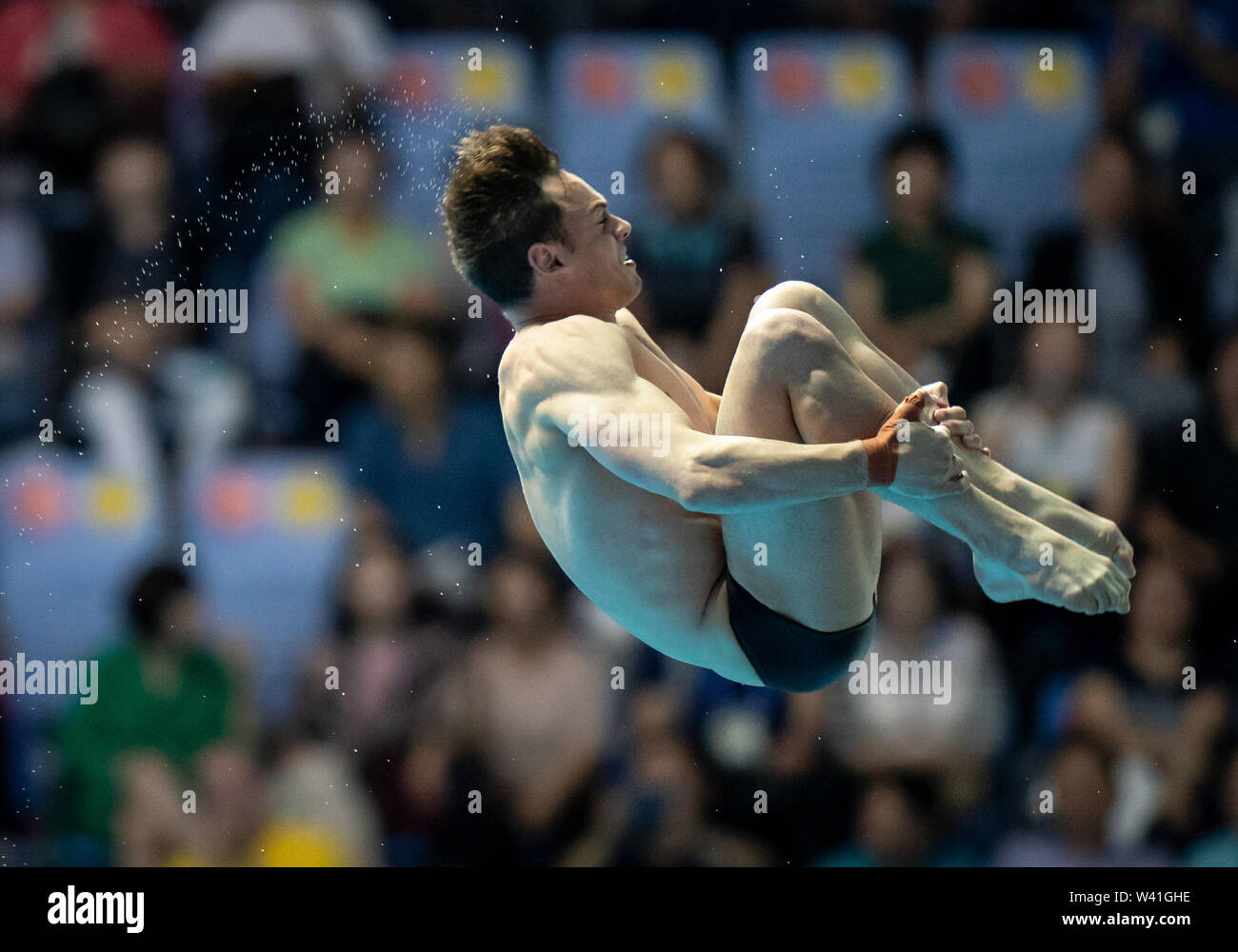 Gwangju, Südkorea. 19 Juli, 2019. Schwimm-WM: Wasser springen. Zehn Meter hohen Turm Halbfinale. Thomas Daley aus Großbritannien in Aktion. Quelle: Bernd Thissen/dpa/Alamy leben Nachrichten Stockfoto