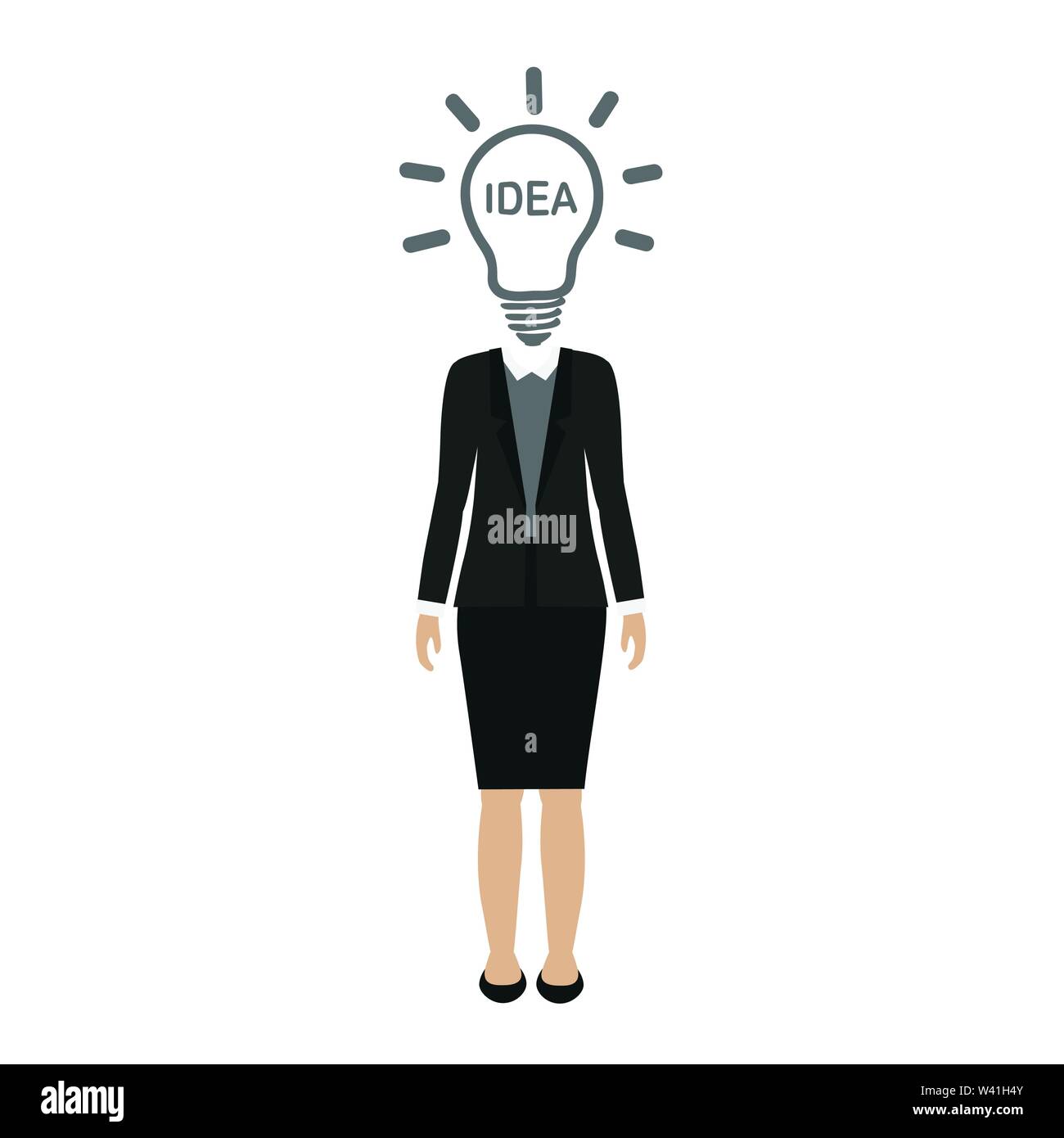 Business woman Charakter mit Glühbirne head Vector EPS Abbildung 10 Stock Vektor