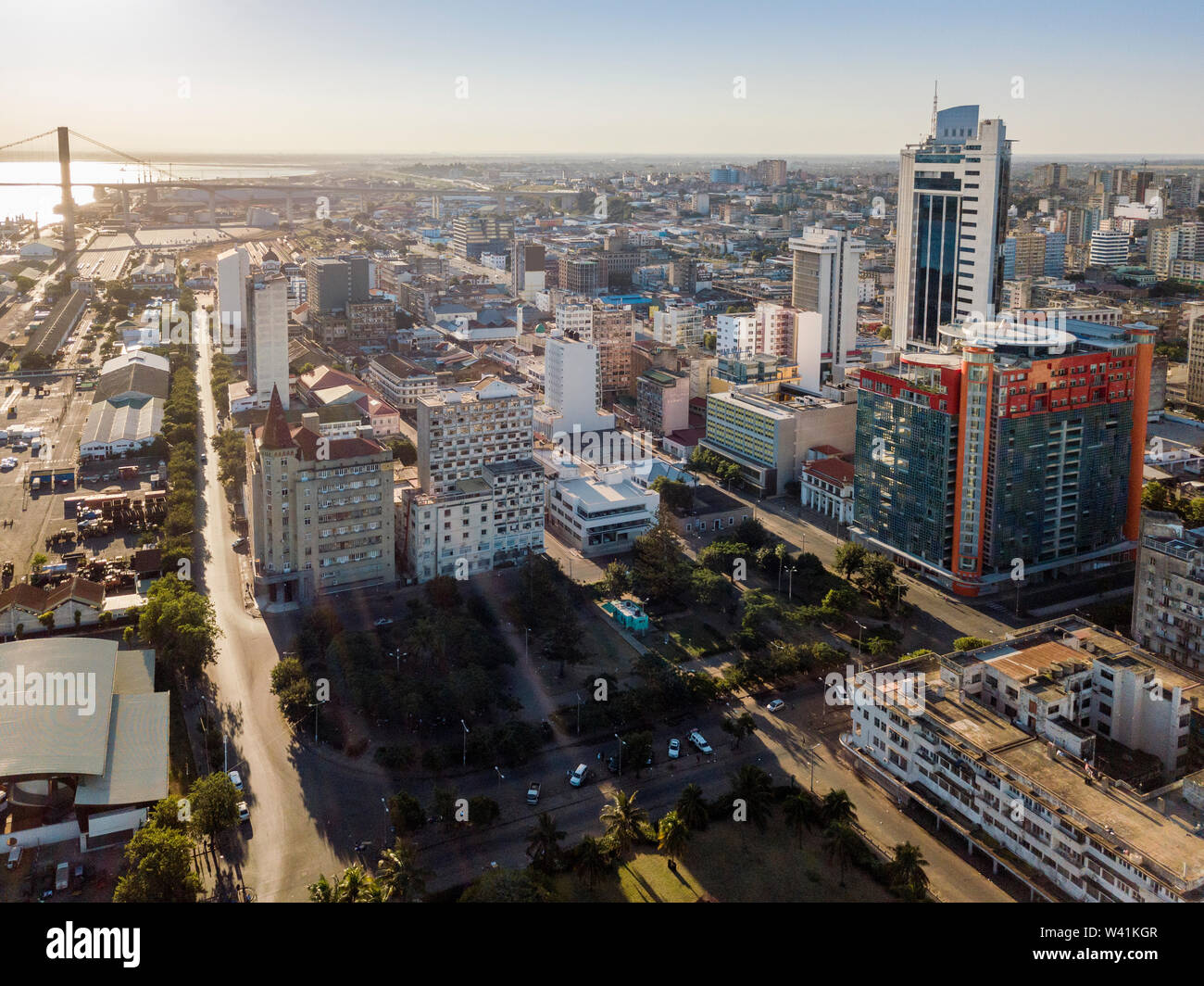 Luftbild der Innenstadt von Maputo, der Hauptstadt von Mosambik, Afrika Stockfoto