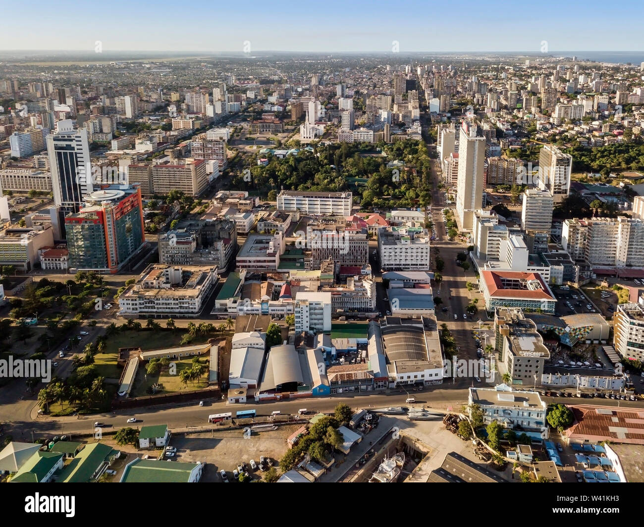 Luftbild der Innenstadt von Maputo, der Hauptstadt von Mosambik, Afrika Stockfoto