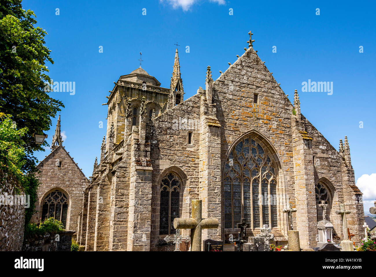 Saint Ronan Kirche in Locronan beschriftet Les Plus beaux villages de France, Finistère, Bretagne, Frankreich Stockfoto
