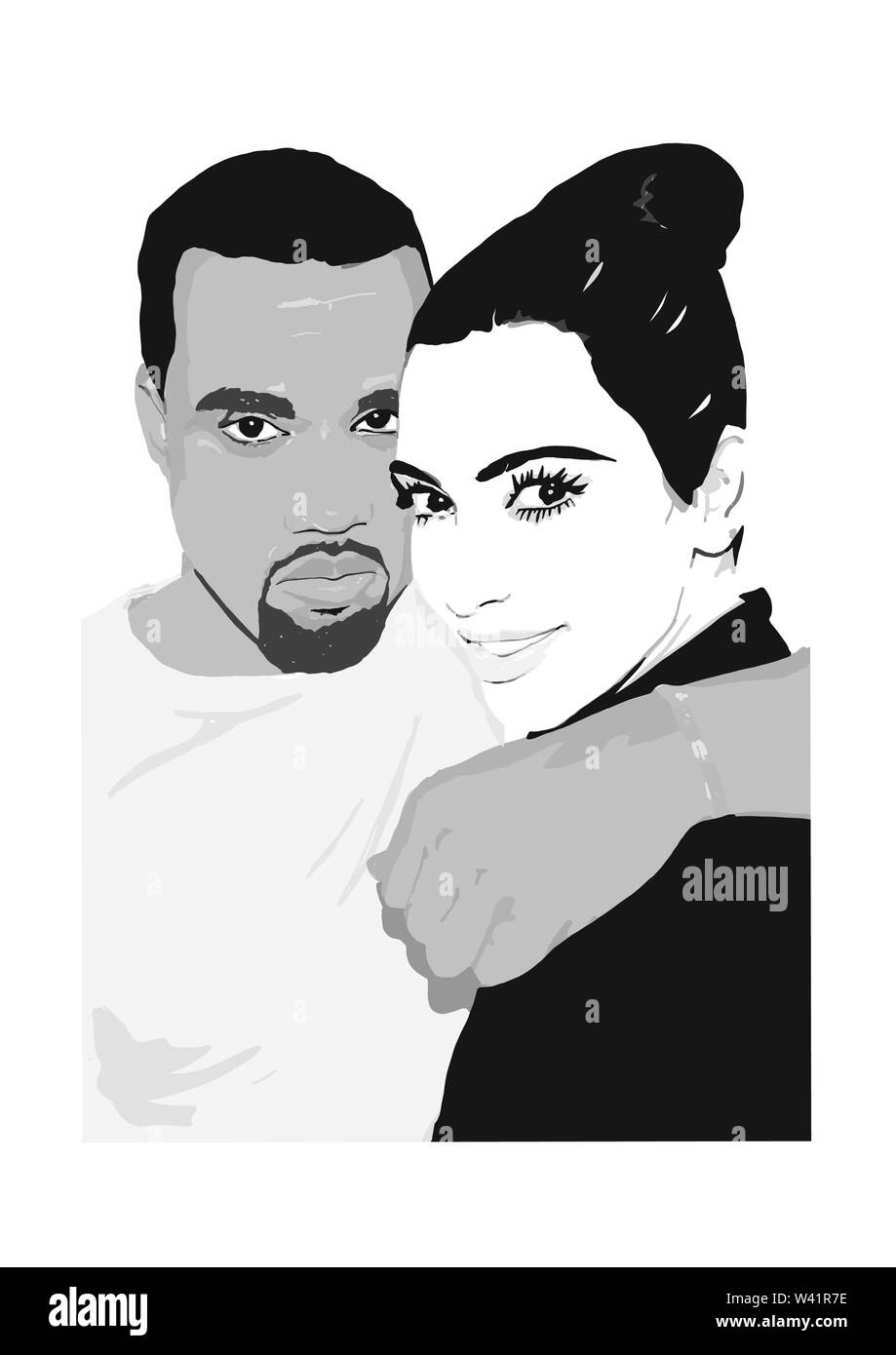Kim Kardashian und kanye west Abbildung Stockfoto