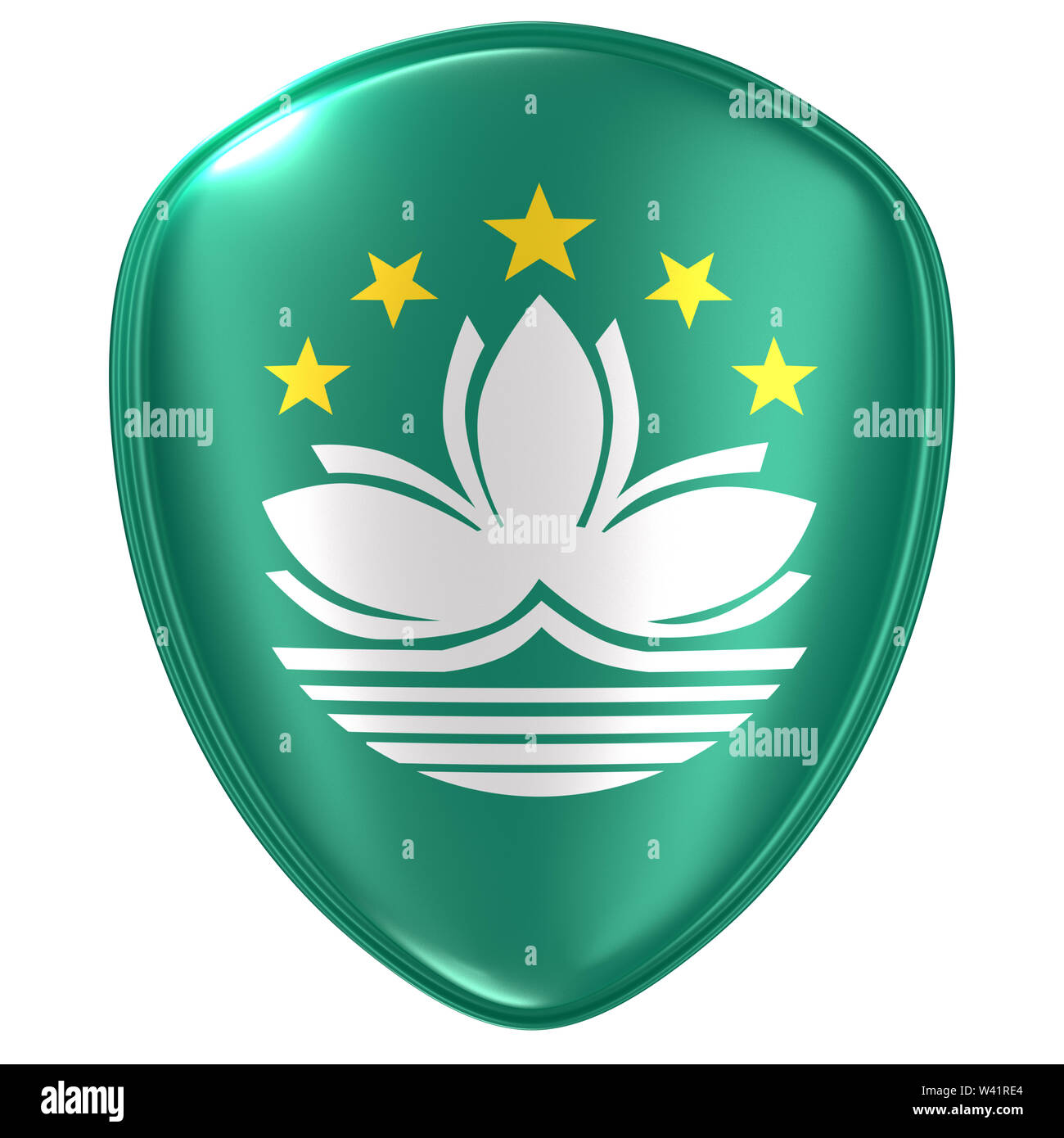 3D-Rendering für eine Macau Flagge Symbol auf weißem Hintergrund. Stockfoto