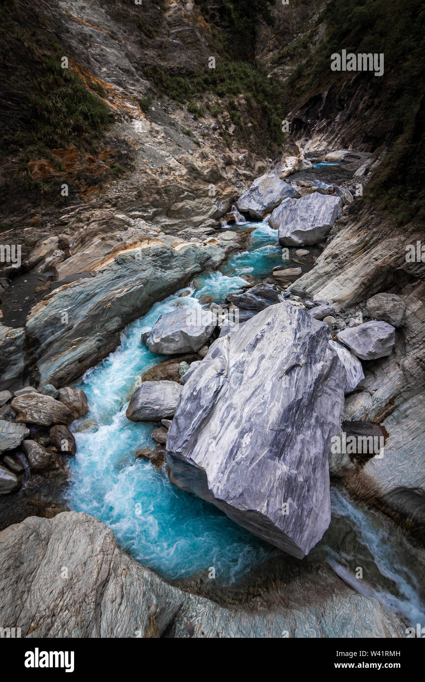 Taiwan, Taroko Gorge, Blue River Stockfoto