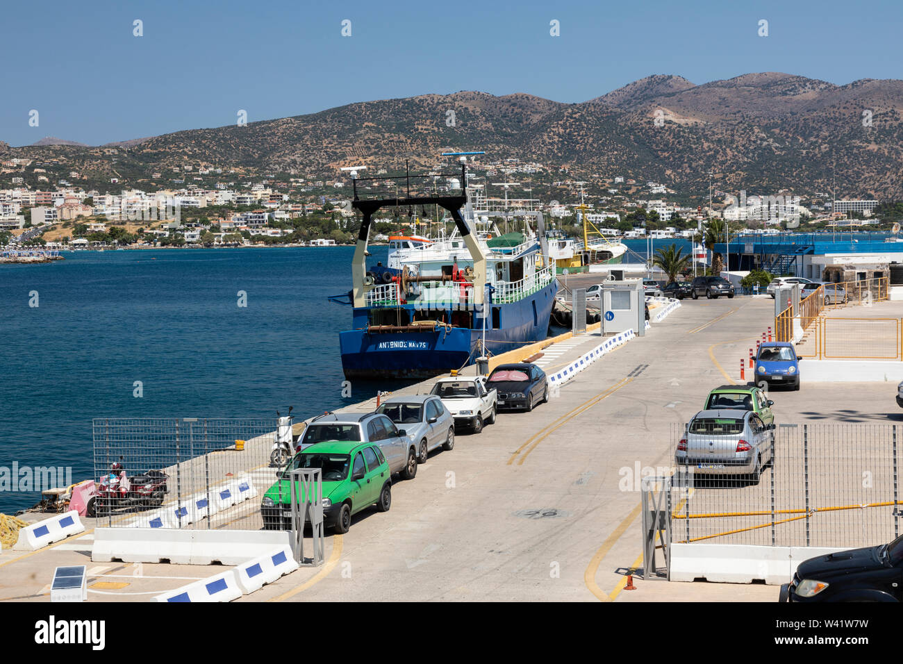 Der Hafen von Agios Nikolaos, Kreta, Griechenland Stockfoto