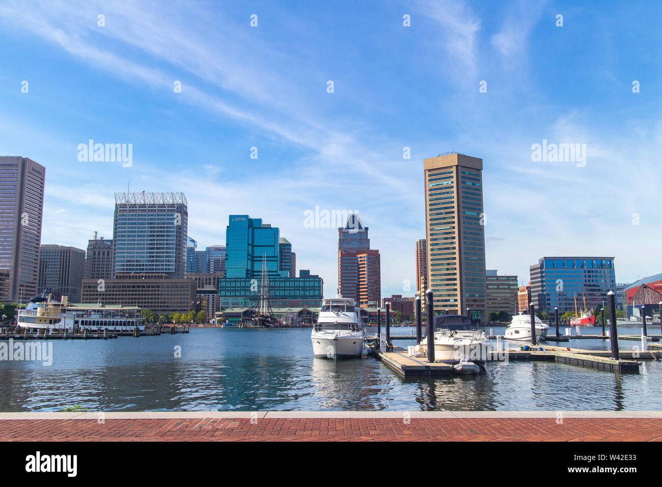 Baltimore Skyline vom Federal Hill. Stockfoto