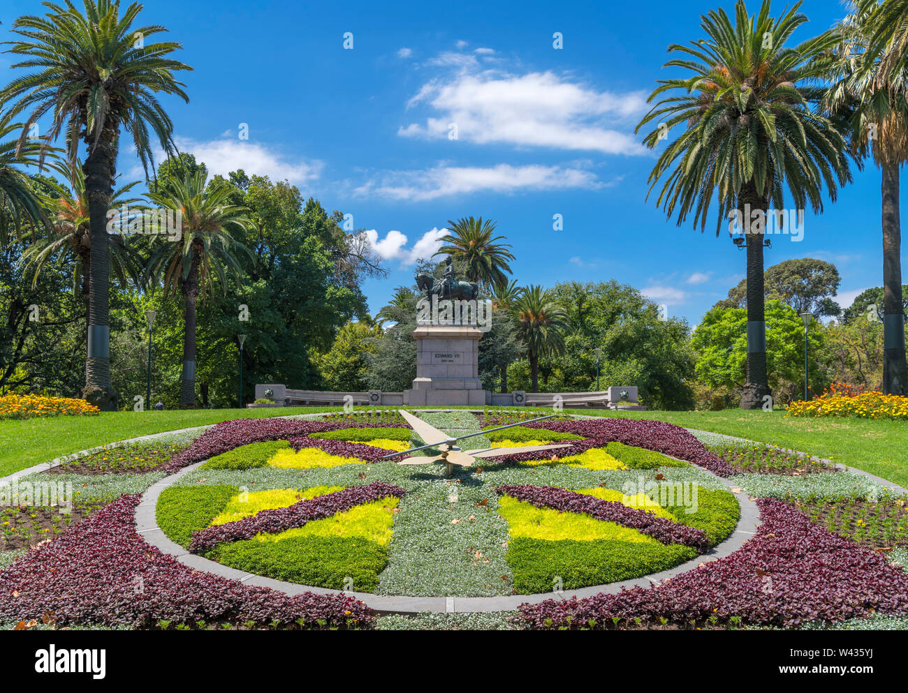 Blumenuhr im Queen Victoria Gardens, Melbourne, Victoria, Australien Stockfoto