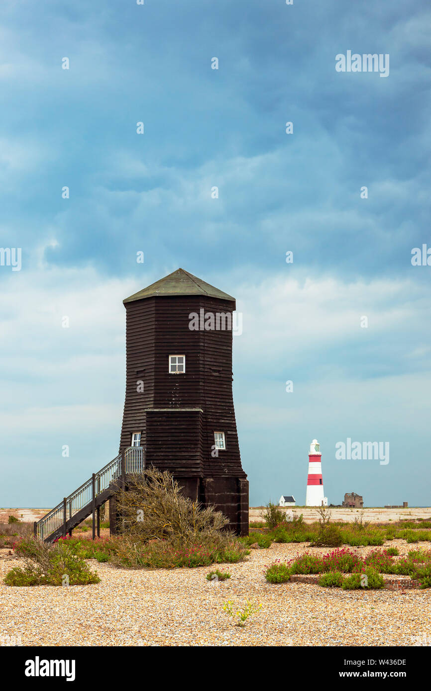 Orford Ness rotierende Wireless Beacon. Stockfoto