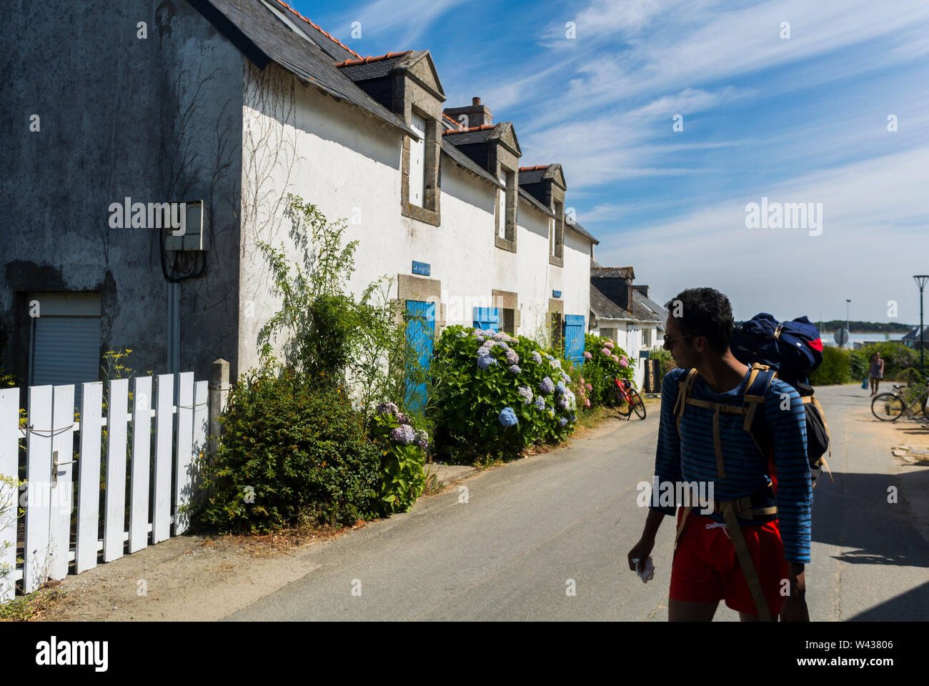 Vannes, FRANKREICH, Blick auf die Altstadt, Ile d'Arz, in Golfe de Morbihan, Touristen besuchen, Sommerurlaub, französisches Dorf, zum Verkauf Stockfoto
