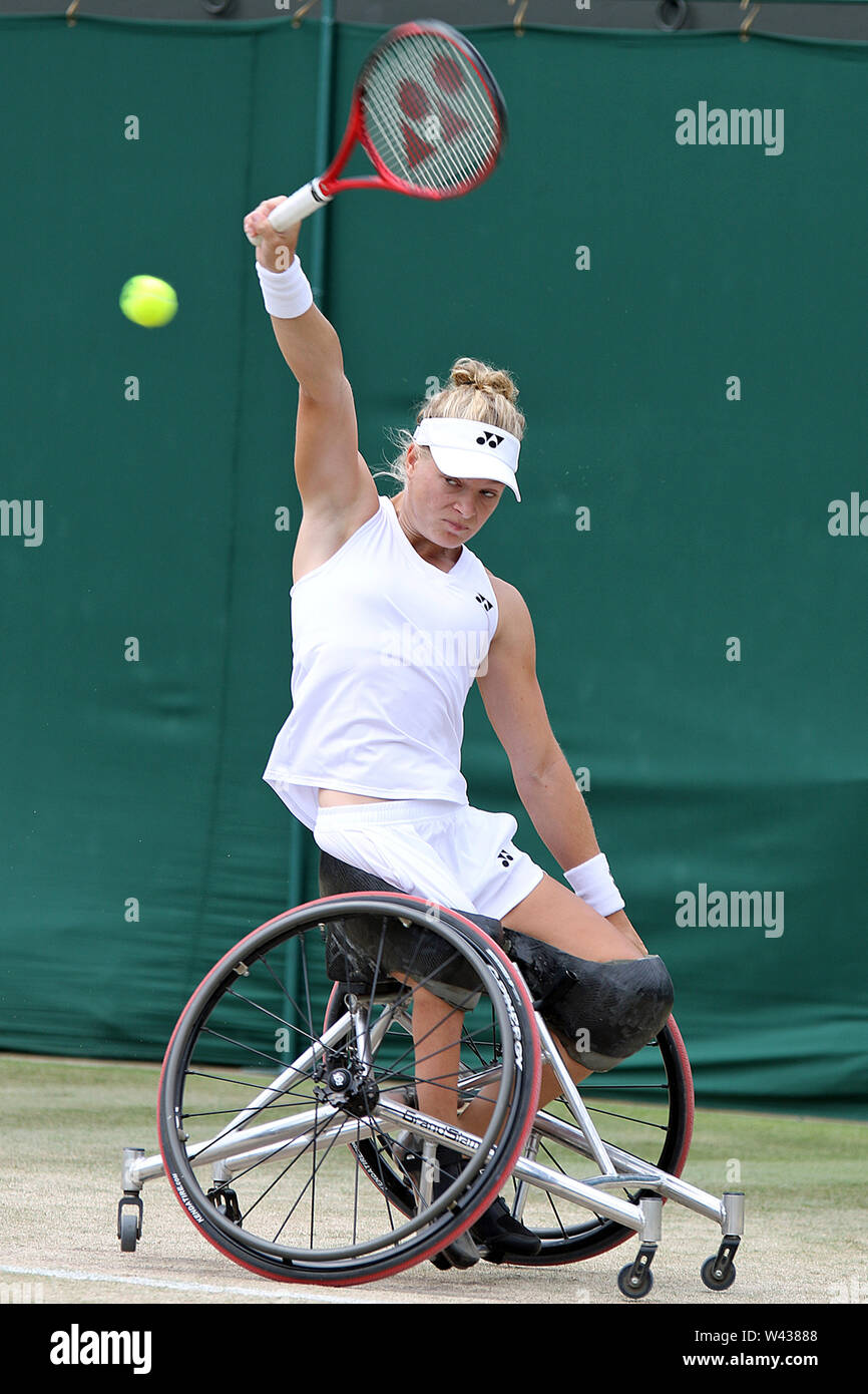 Diede de Groot der Niederlande in singles Rollstuhl Tennis Championships in Wimbledon 2019 Stockfoto
