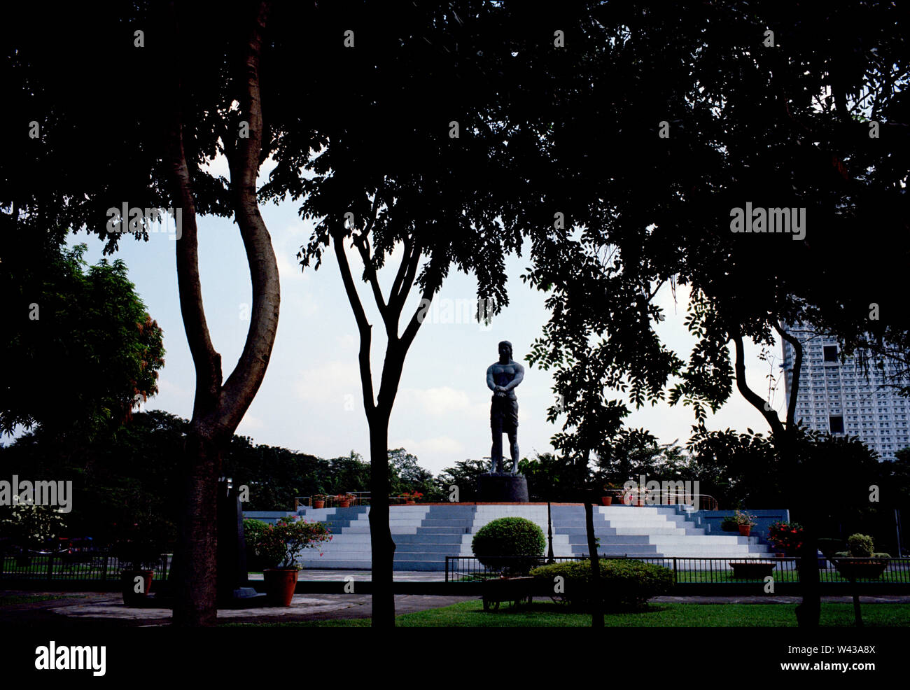 Statue des Sentinel der Freiheit Lapu-Lapu Monument im Rizal Park in Manila in Luzon Manila auf den Philippinen in Südostasien Fernost Stockfoto