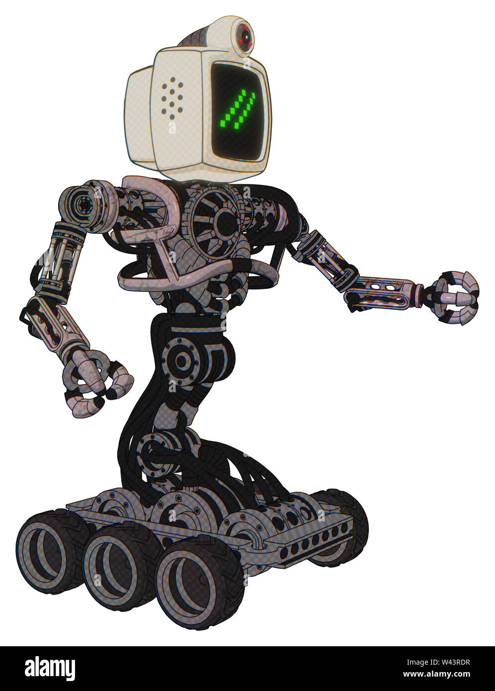 Cyborg Elemente enthalten: alte Computer Monitor, doppelten Backslash pixel Design, retro-futuristischen Webcam, schwere obere Brust, keine Brust Beschichtung,... Stockfoto