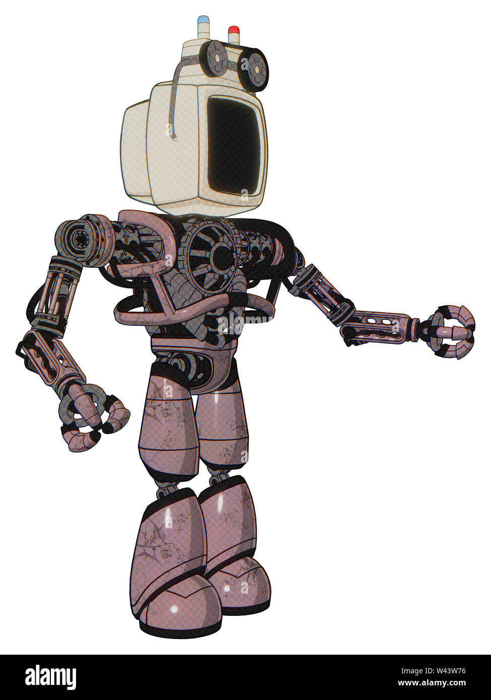 Bot, die Elemente enthalten: alte Computer alte Computer überwachen, Magnetband, schwere obere Brust, keine Brust-Beschichtung, leicht Bein exoshielding. Material:... Stockfoto