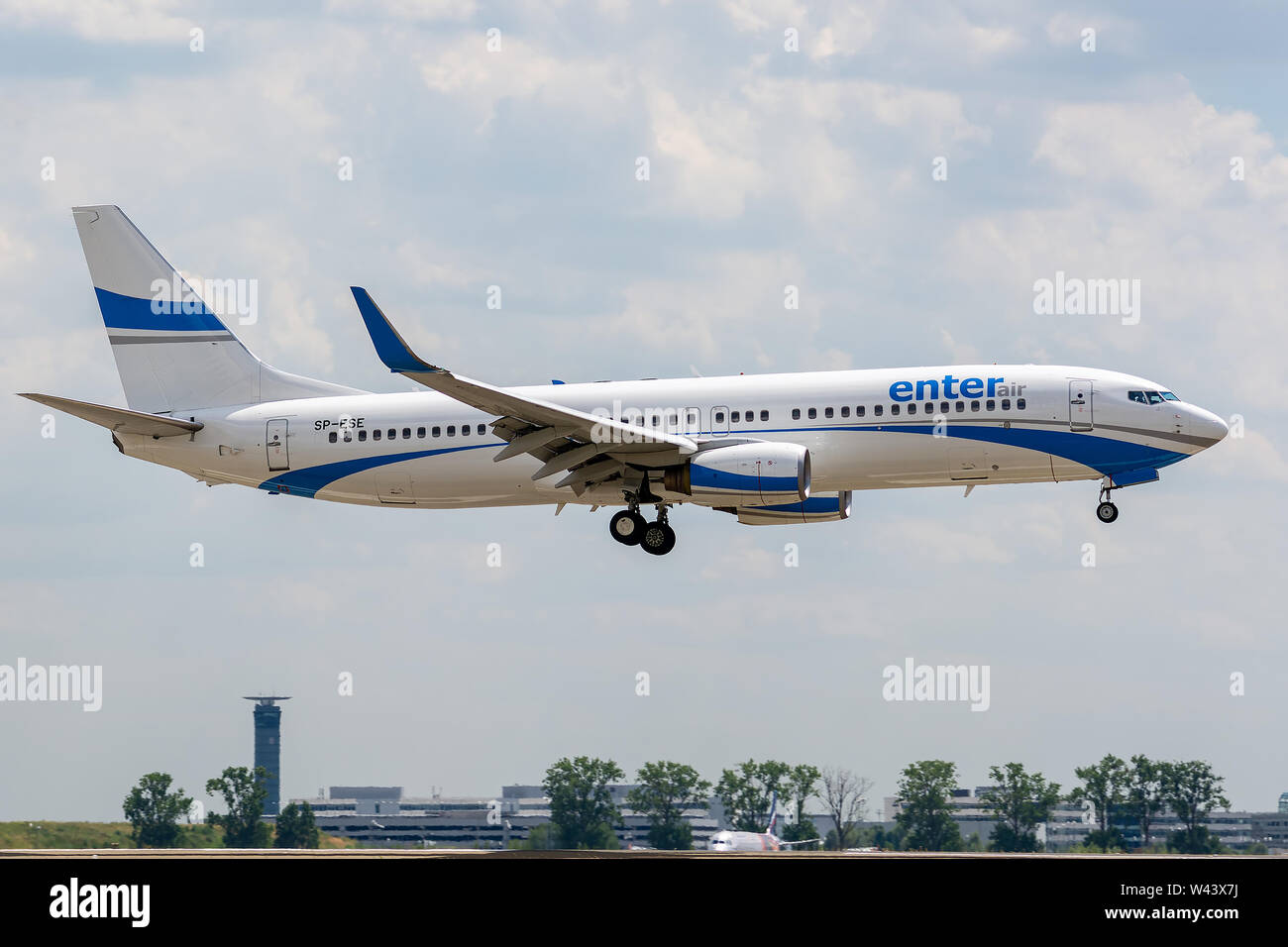 SP-ESE Boeing 737-8 Q 8-30688 am 11. Juli 2019, Landung auf Paris Roissy am Ende des Fluges Air ENT 83 uns von Rijeka eingeben Stockfoto