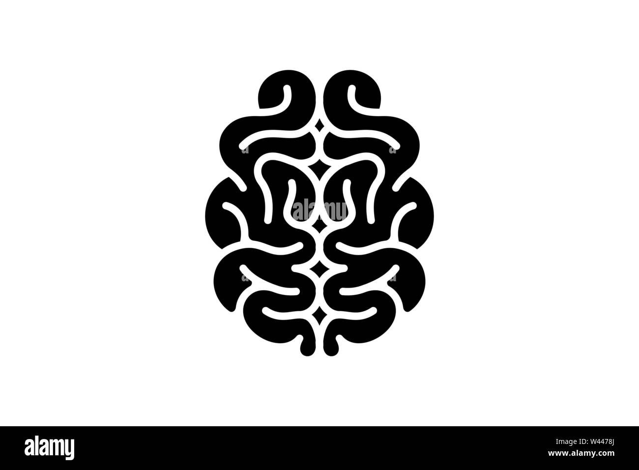Gehirn Intelligenz Verstand unterzeichnen. Zentralen Nervensystems Orgel schwarzes Symbol. Vektor symbol Abbildung Stock Vektor