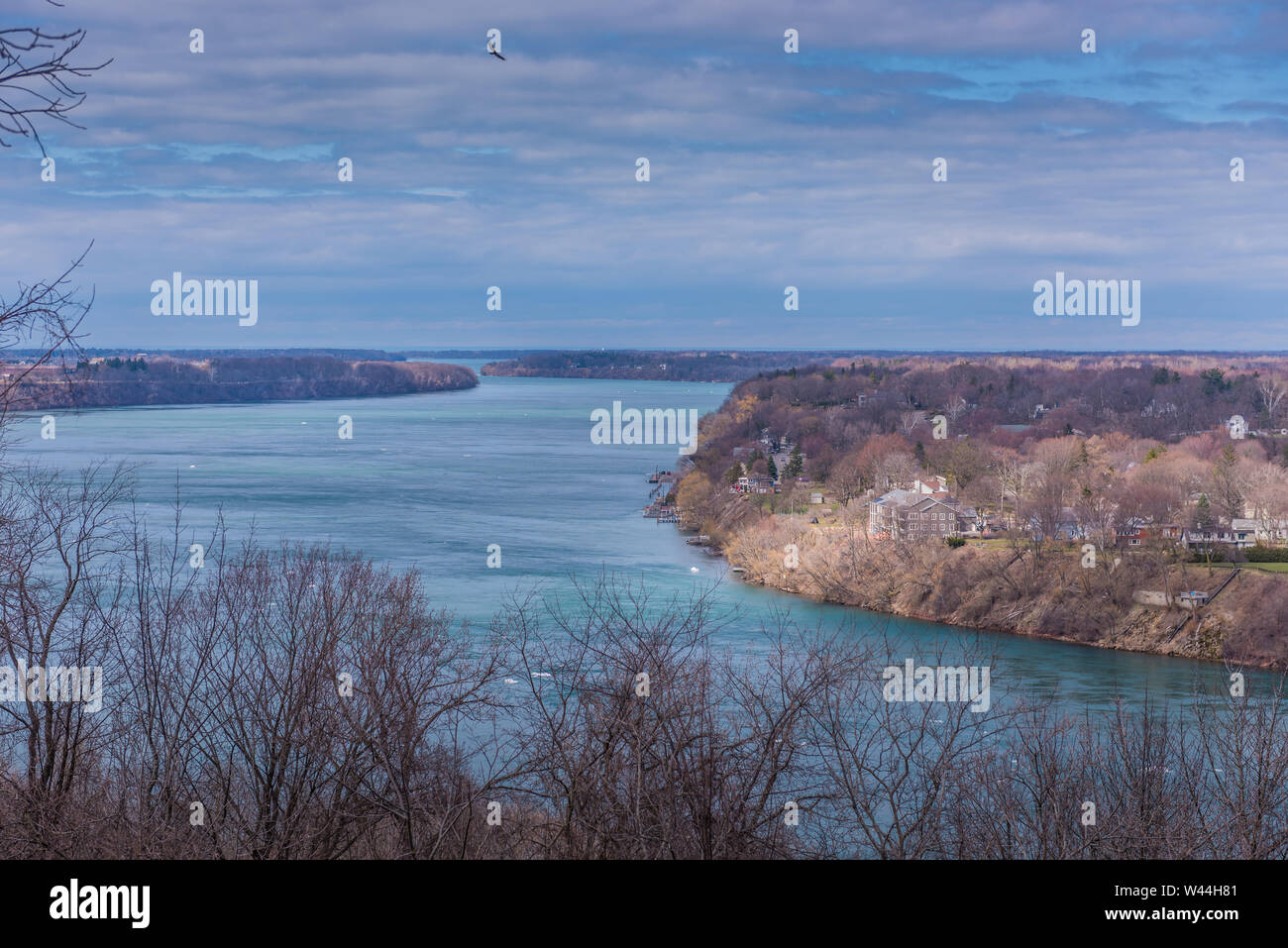 Blick auf den Niagara River zum Lake Erie Stockfoto