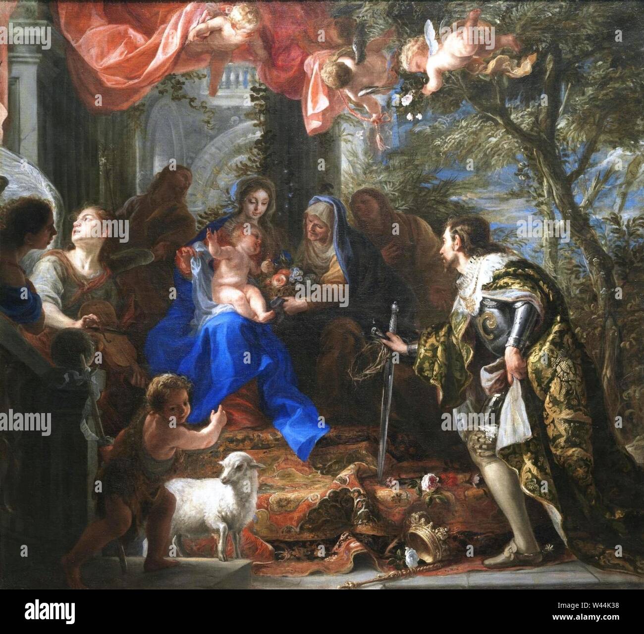 Claudio Coello - Jungfrau und Kind angebetet von St. Louis, König von Frankreich - Stockfoto