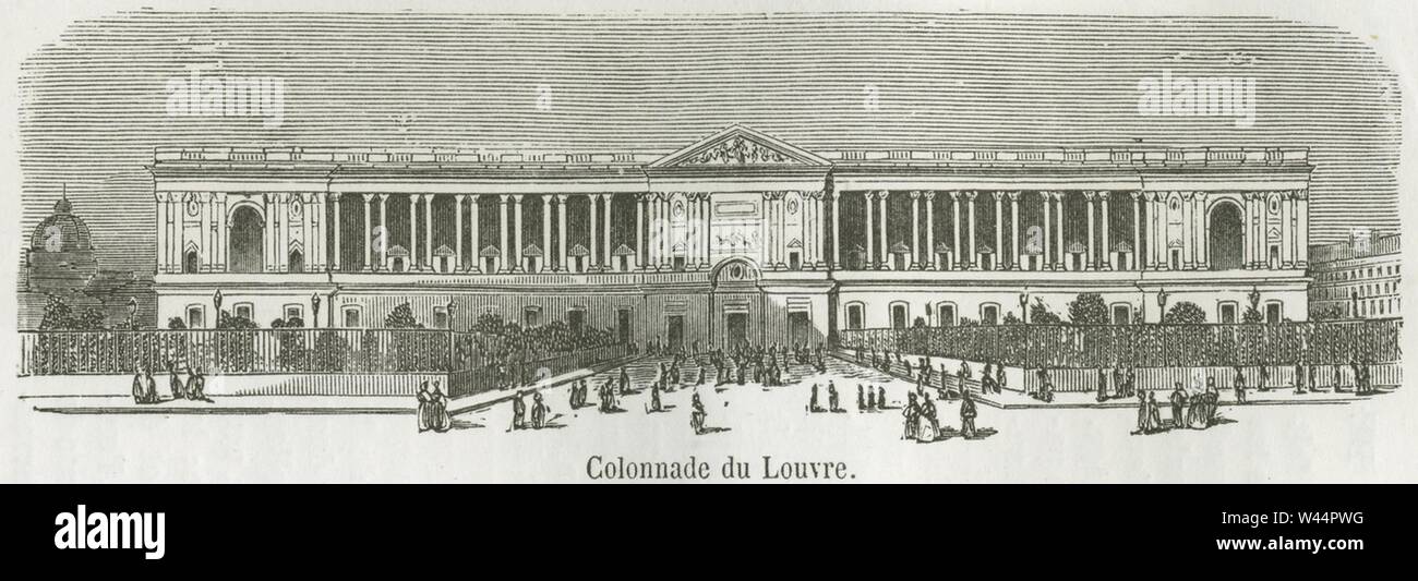 Kolonnade du Louvre 1855. Stockfoto