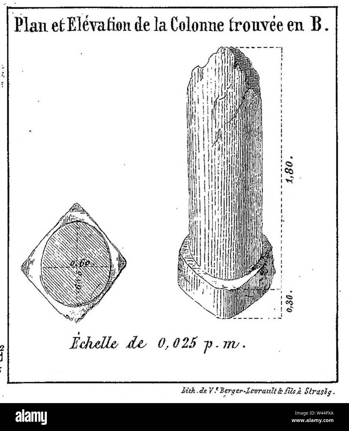 Colonne de la Forêt de Weitbruch, dessin 1860. Stockfoto