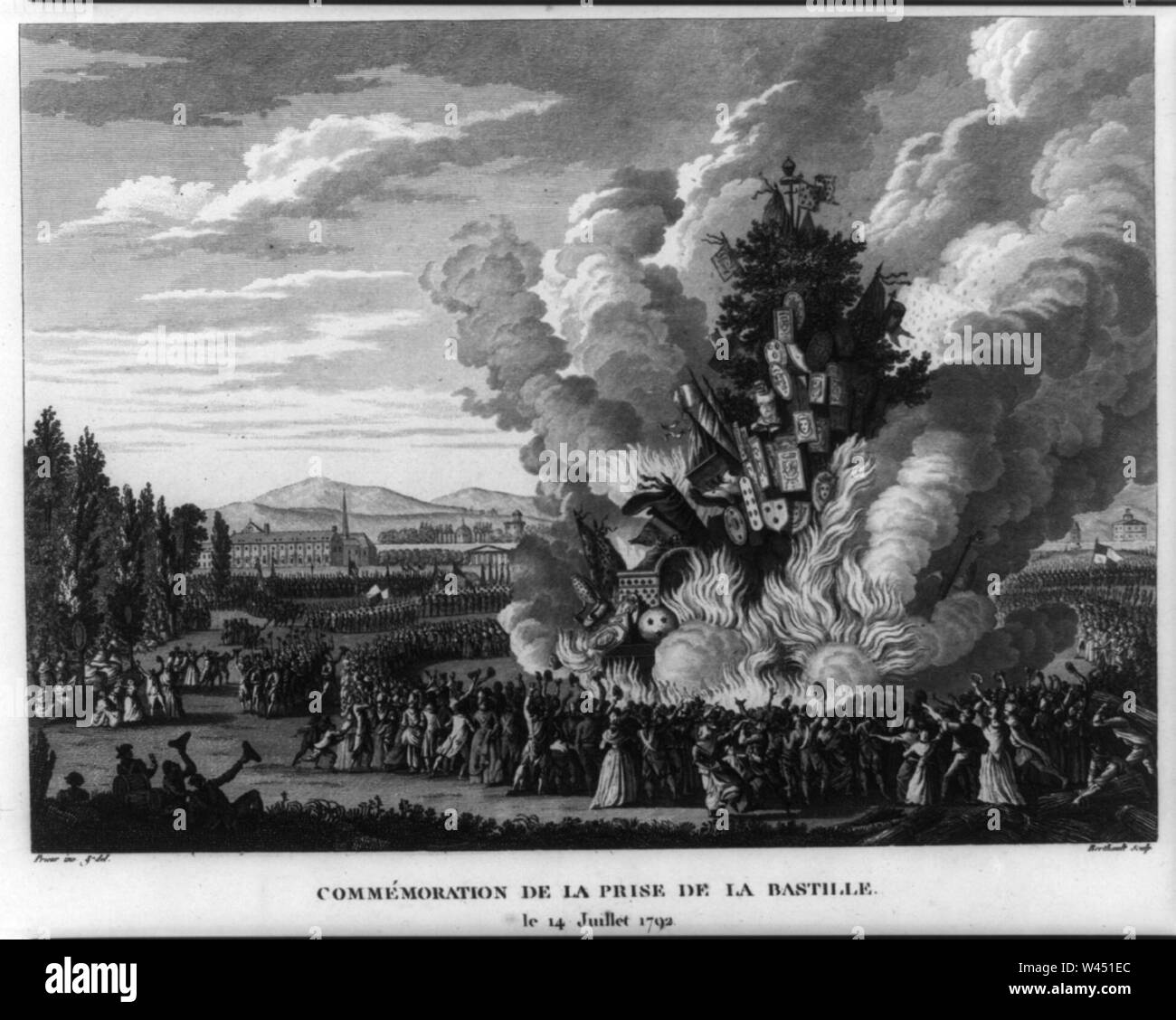 Gedenken de la prise de la Bastille, le 14 Juillet 1792 - Prieur inv. &Del. ; Berthault sculp. Stockfoto