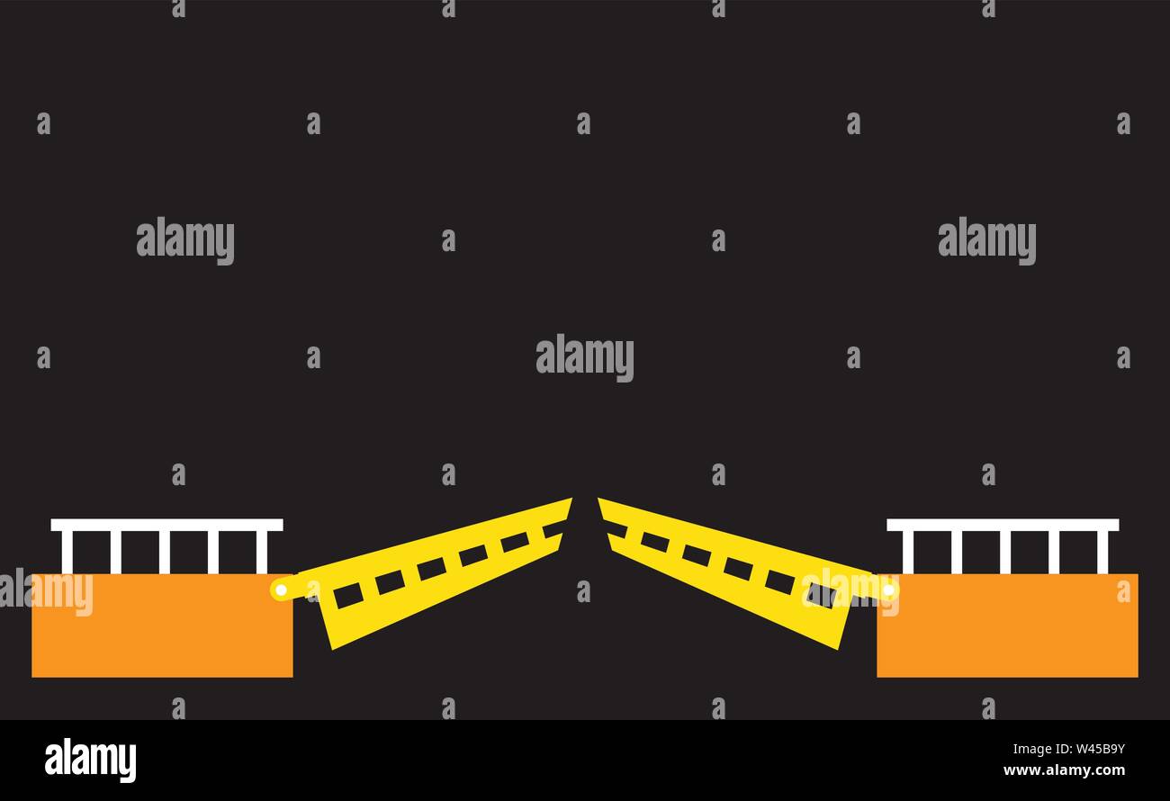 Bewegliche oder bewegliche Brücke oder Brücke offen Vektor Stock Vektor