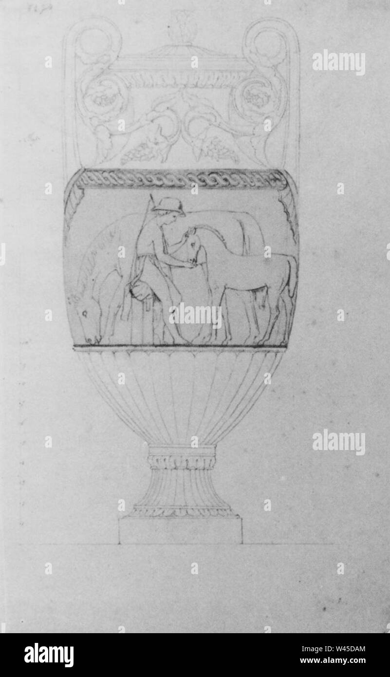 Conrad Weitbrecht, Entwurf für eine Ziervase, Relief Knabe mit Stute und Fohlen, um 1825. Stockfoto