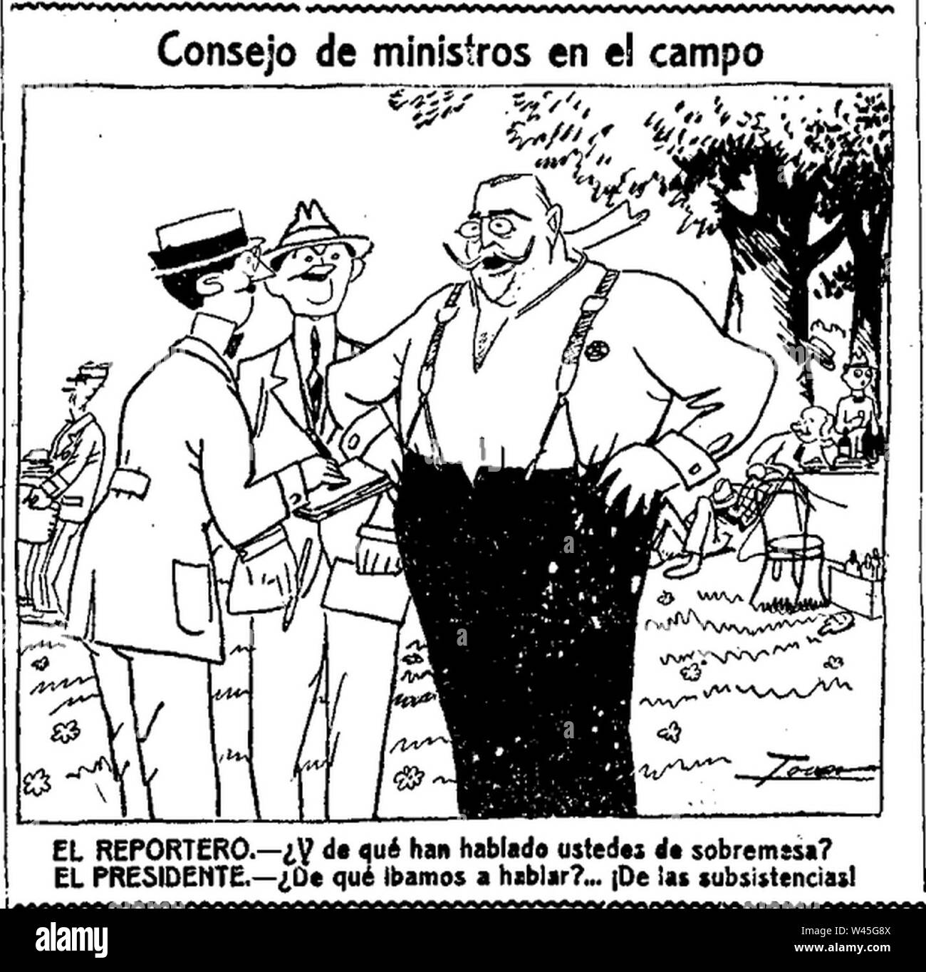 Consejo de ministros en El Campo de Tovar La Voz 10 de Mayo de 1921. Stockfoto