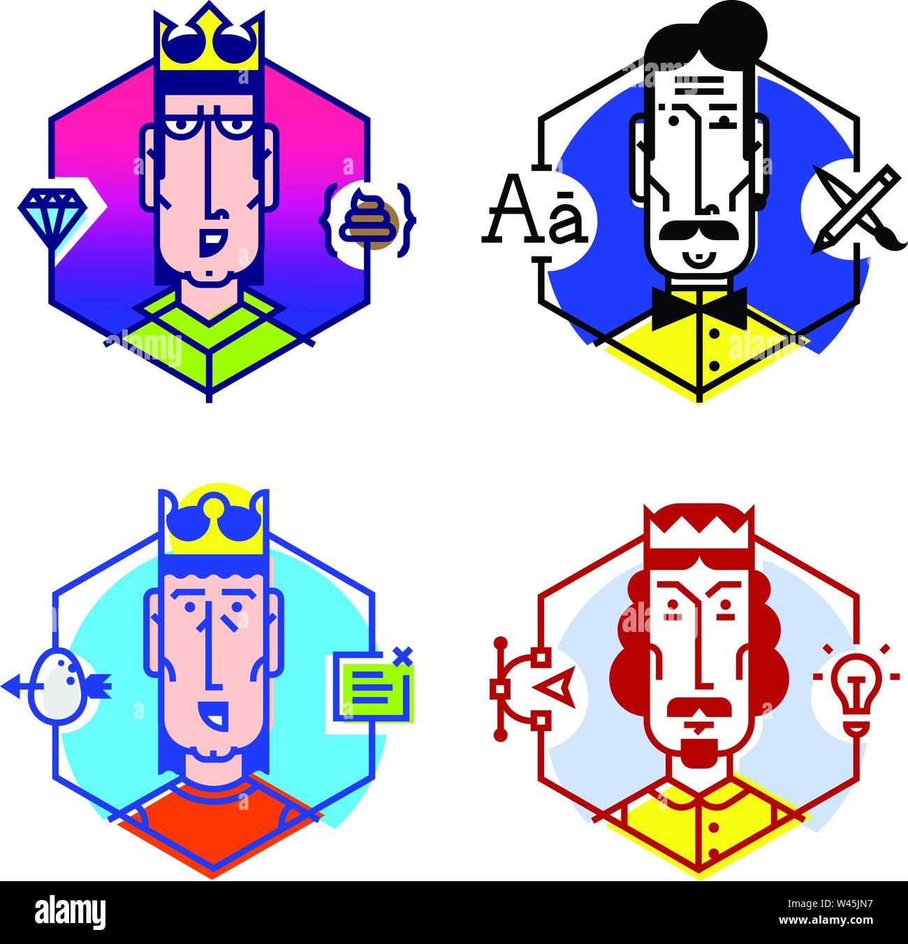 Satz von Vector Icons von Menschen verschiedener Berufe. Symbole auf weißem Hintergrund. Kontur Symbole der Büroangestellten. Einstellen der Symbole von Office pr Stock Vektor