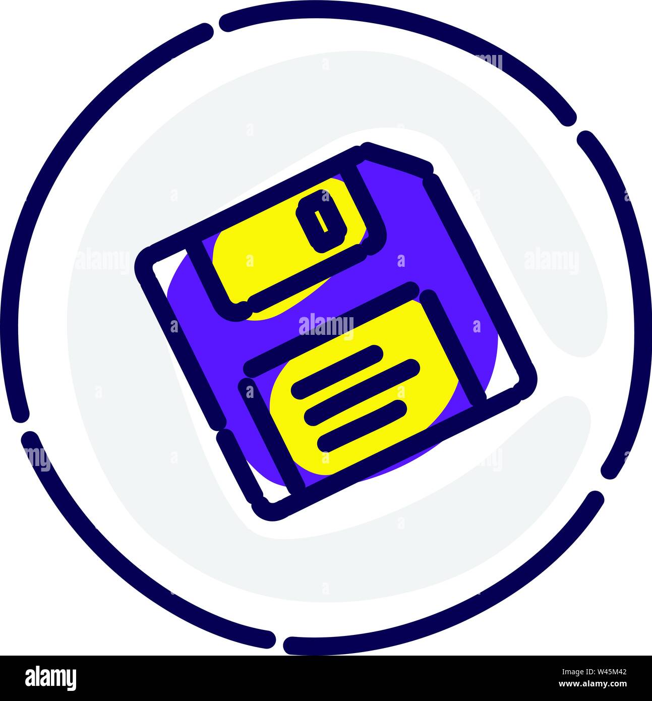 Eine Diskette für den Computer. Vektor Flachbild-Symbol. Festplatte A. Bild auf weißem Hintergrund. Die Diskette 3,5 Zoll. Symbol, Emblem, Marke, lo Stock Vektor