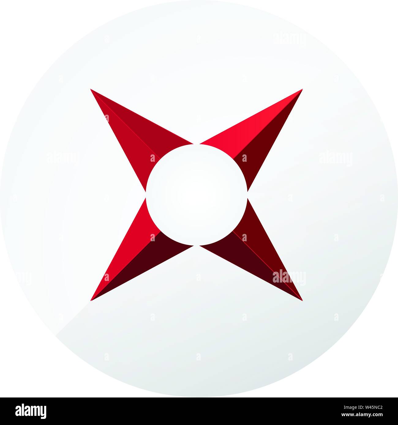 Logo der Pfeile, Kompass. Vektor Flachbild-Logo. Zeichen isoliert auf weißem Hintergrund. Corporate Identity. Emblem. Symbol. Stilisierte Objekt. Gradienten. Rose Stock Vektor