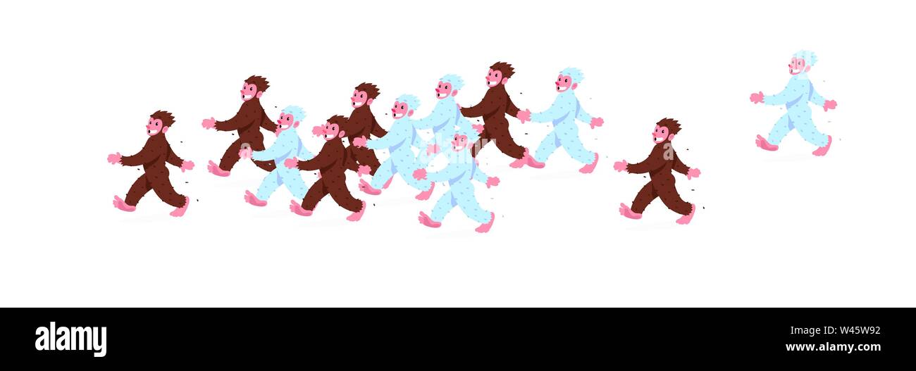 Abbildung: Eine Karikatur schön Bigfoot und Yeti. Vector Illustration. Das Bild ist auf weißem Hintergrund. Flache fashion Illustration für Banner, pri Stock Vektor