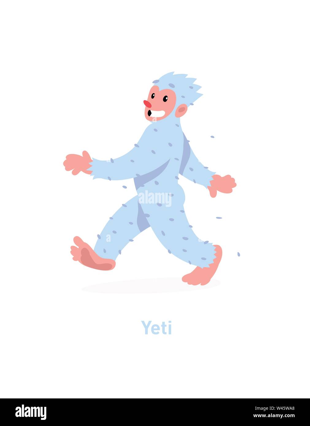 Ein Beispiel für eine Cartoon Yeti. Vector Illustration. Wenige weiße Yeti kommt. Das Bild ist auf weißem Hintergrund. Flache Mode illustrati Stock Vektor