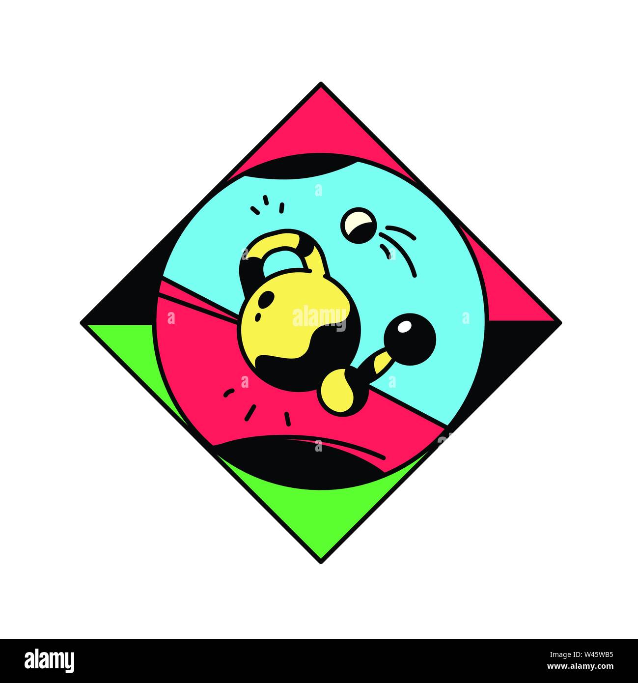 Quadrat Gewichten und Hanteln. Vector Illustration. Vintage, retro style. Das Bild ist auf weißem Hintergrund. Schweres Heben, powerlifting. Himmel Stock Vektor