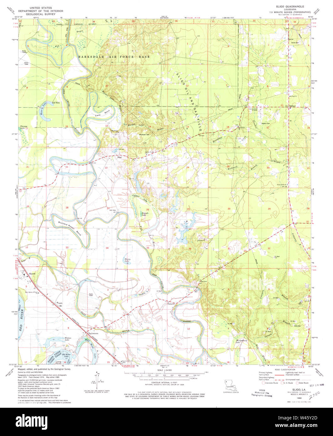 USGS TOPO Karte Louisiana LA Sligo 333280 1980 24000 Stockfoto
