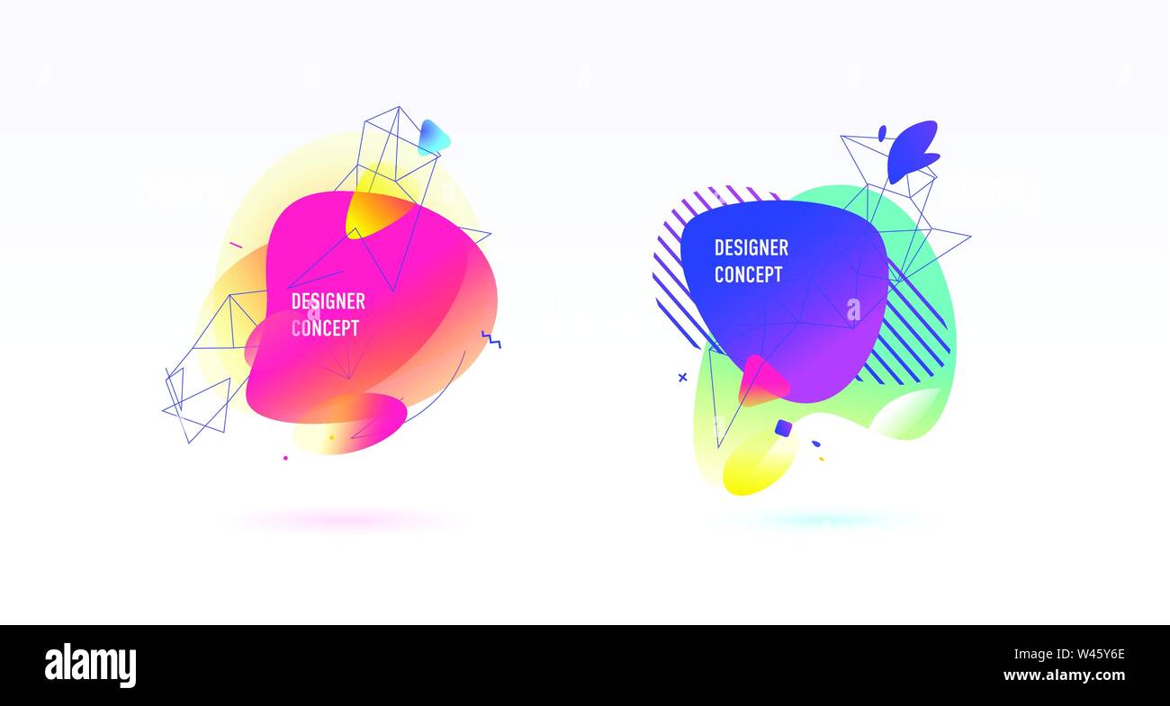 Eine Reihe von abstrakten grafischen Elemente, Hintergründe. Vektor. Dynamische Farben Formen und Linien. Gradient abstrakte Hintergründe mit farbigen Formen der Flüssigkeit. L Stock Vektor