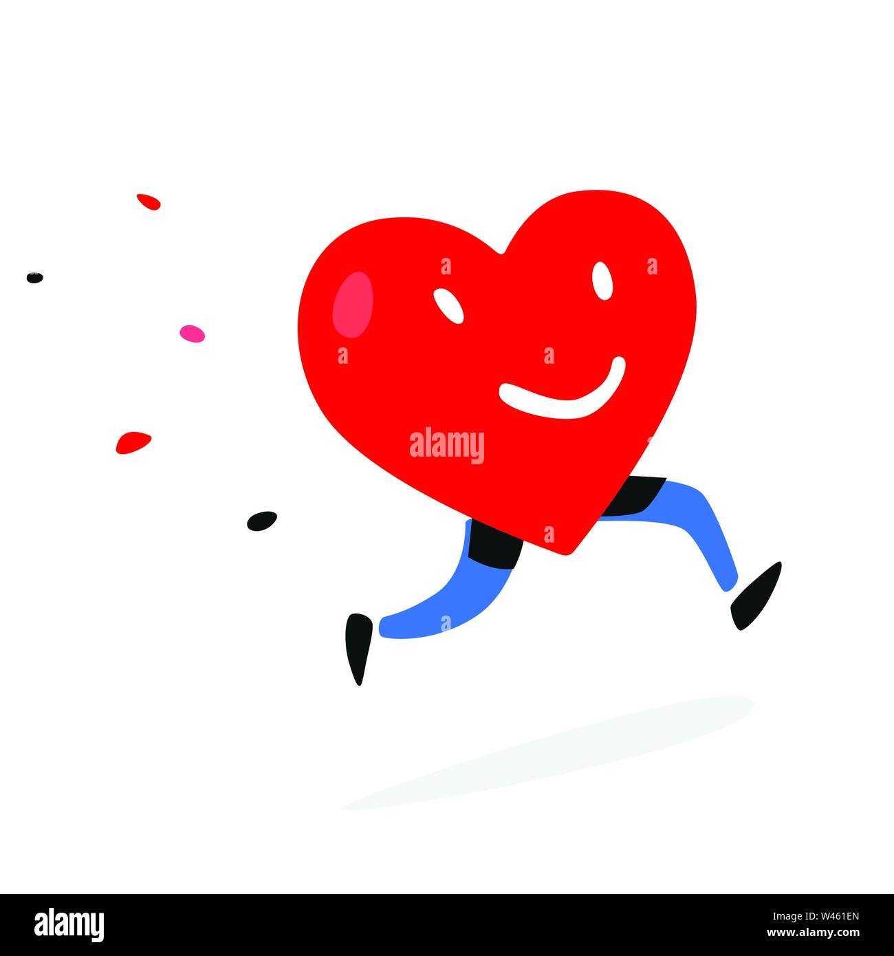 Charakter Herz. Vektor. Abbildung: Ein lebendiges Herz. Flat Style. Valentinstag. Logo Bewegung ist Leben. Gesunde Lebensweise. Stock Vektor