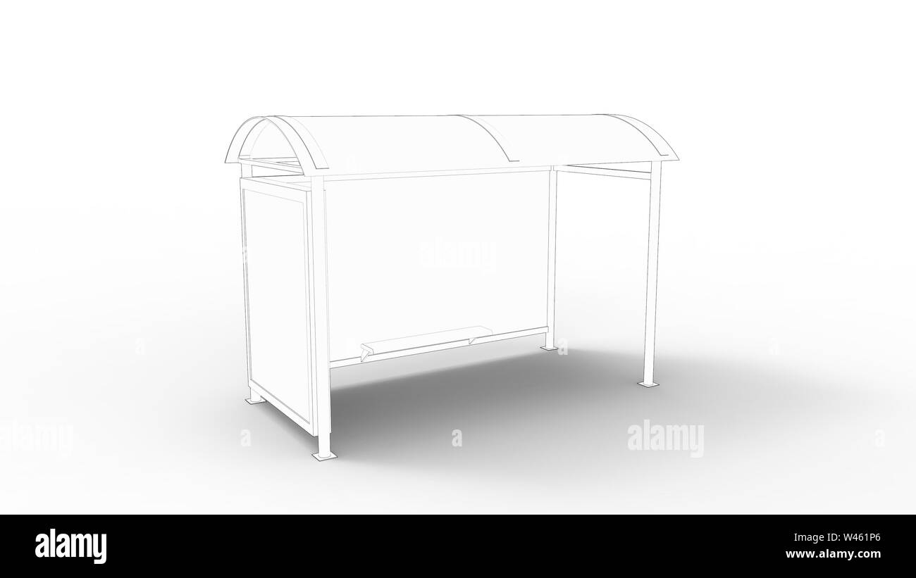 3D-Rendering einer Wartehalle in Weiß studio Hintergrund isoliert Stockfoto