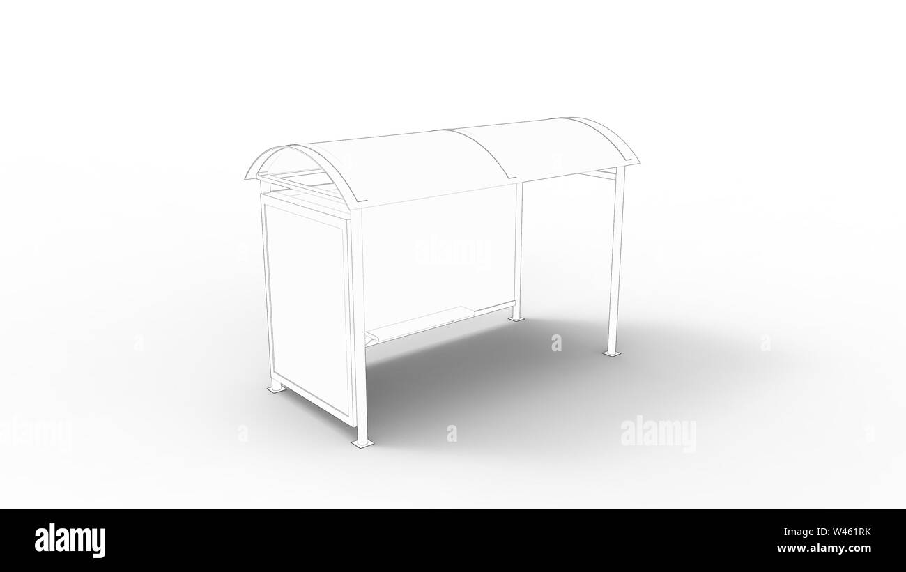 3D-Rendering einer Wartehalle in Weiß studio Hintergrund isoliert Stockfoto