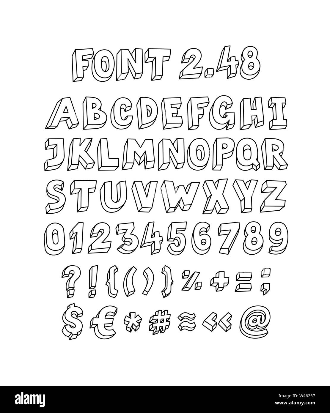 Schriftart Von Buchstaben Und Symbolen Vektor Linear Kontur Buchstaben Isometrie 3 D Latin Band Schreiben Schriftart Fur Geniales Design Projekten Englisch Alph Stock Vektorgrafik Alamy