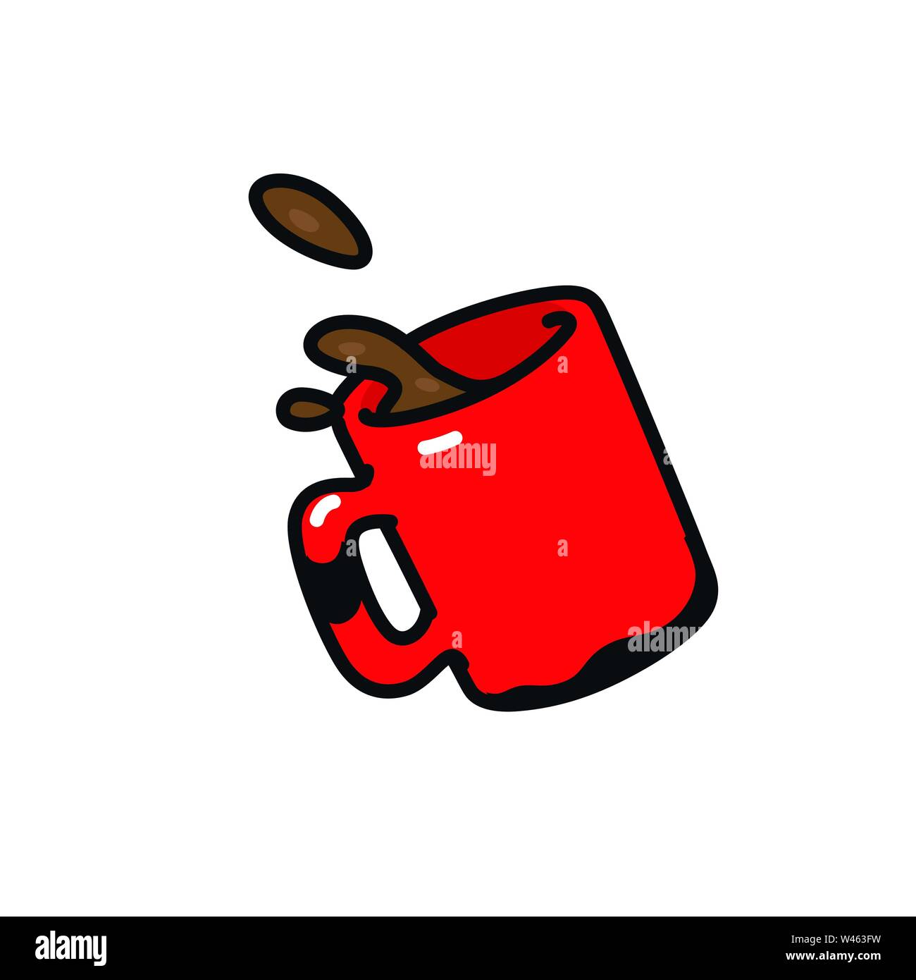 Symbol rot Tasse mit Kaffee. Vektor. Abbildung: eine Tasse Tee. Cartoon Zeichen, Symbol. Stock Vektor