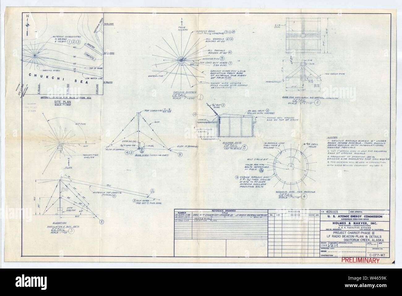 Kooperierenden Agenturen Holmes & Narver, Inc., Seite 9 (Original caption-Projekt Chariot - Phase III, LF Radio Beacon-Plan & Details) (33393655252). Stockfoto