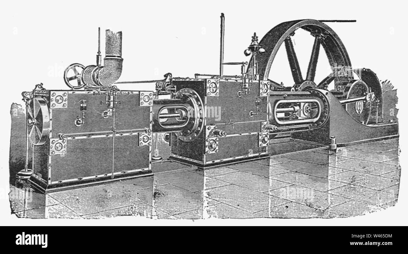 Cooper-Corliss tandem Compound Motor (Neuen Katechismus der Dampfmaschine, 1904). Stockfoto