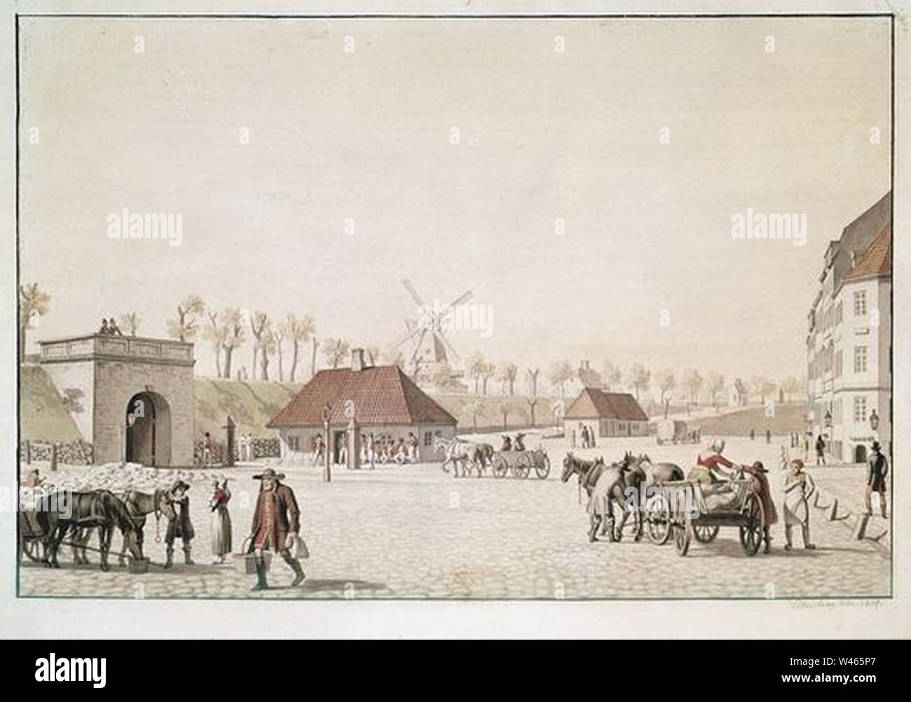 Kopenhagen Old Haymarket 1809. Stockfoto