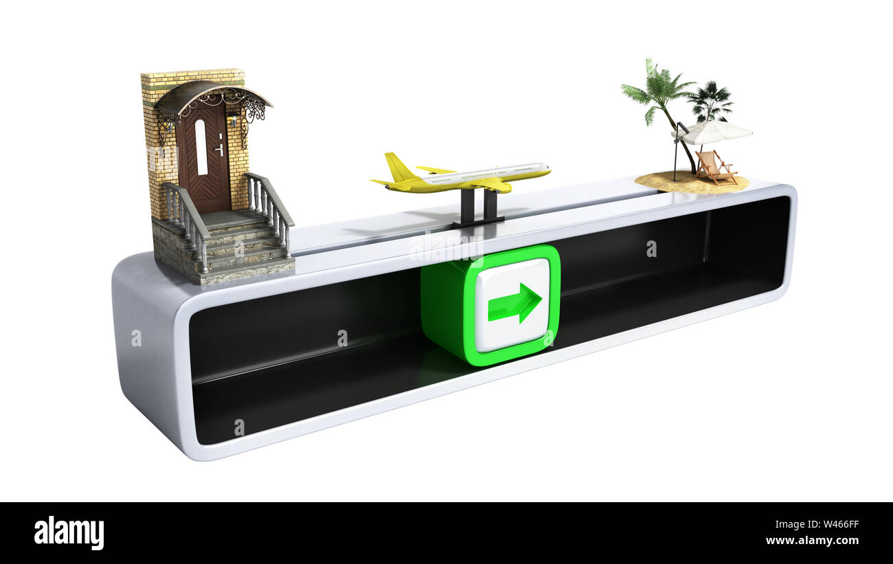 Konzept der schnellen Reihenfolge der Fsat Reisen 3D-Render auf Weiß kein Schatten Stockfoto