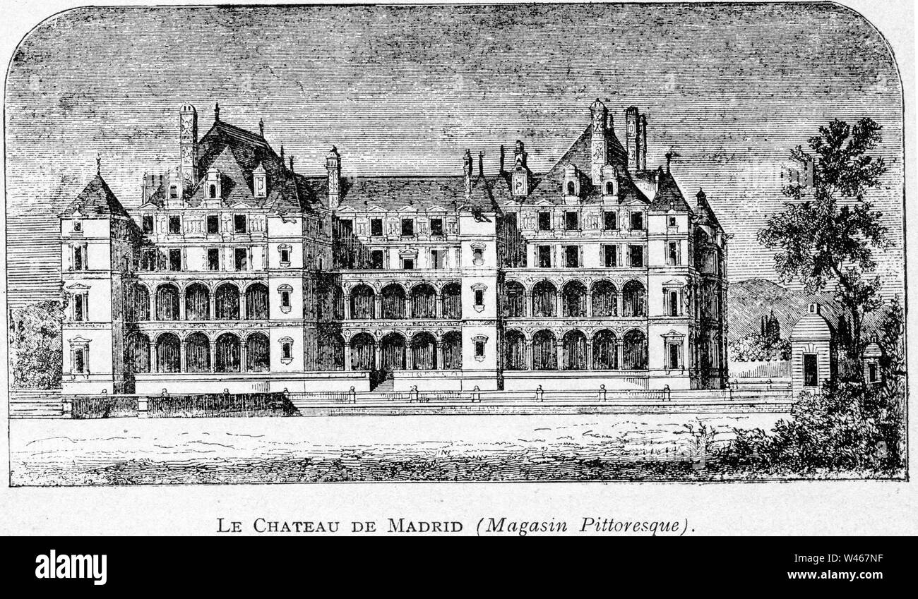 Corbel 011 Le Château de Madrid (Magasin pittoresque). Stockfoto