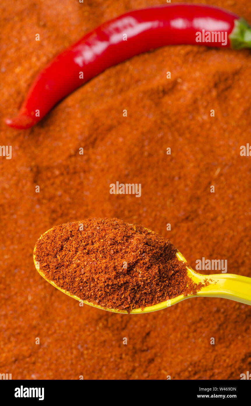 In der Nähe von roter Paprika, Spice Pulver mit einer würzigen Geschmack Stockfoto