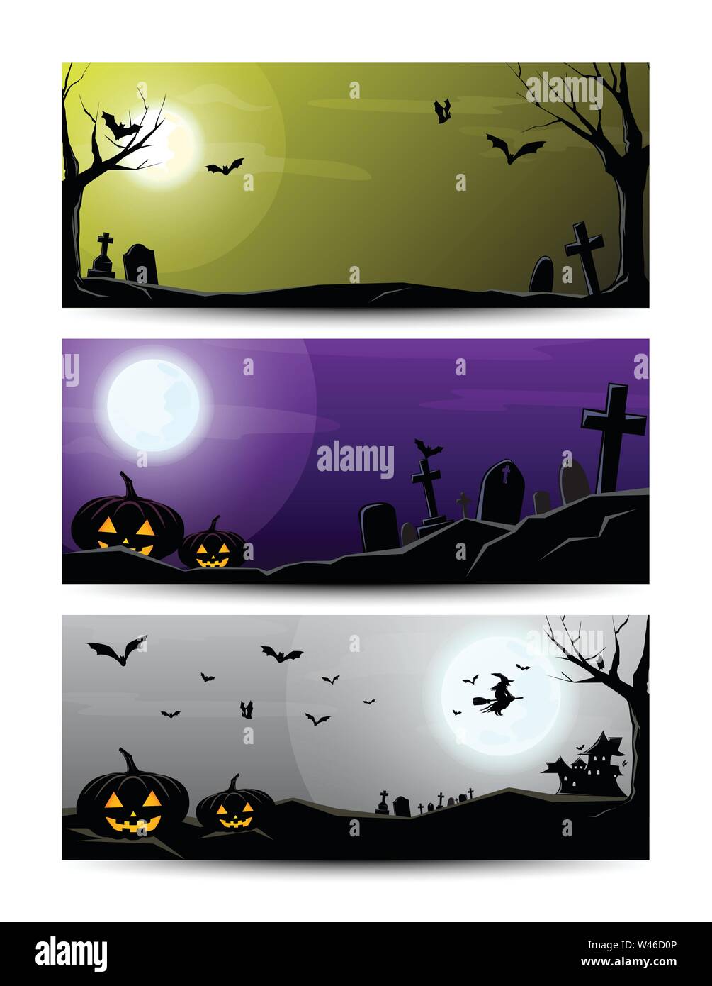 Happy halloween Nacht Banner-Set, Vektor-Illustrator Stock Vektor